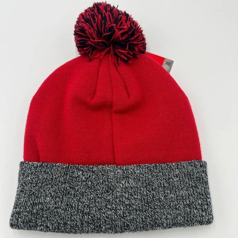 MLS New England Revolution‎ Red Cuffed Pom Beanie Hat Retro Kick Logo OSFM NEW